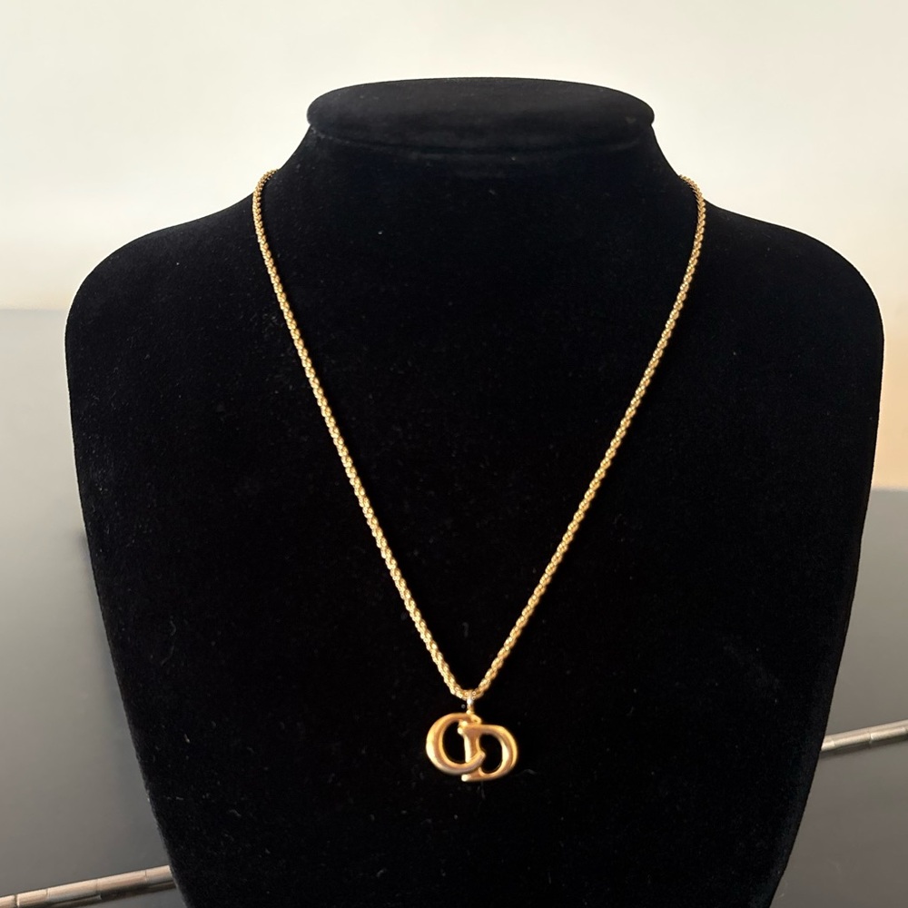 Dior Gold Tone CD Logo Pendant Necklace - Picture 3 of 11